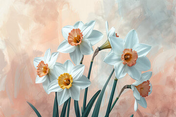 Spring Elegance: Narcissus on Pastel
