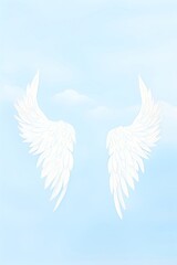 Angel Wings, Delicate angel wings against a backdrop of a serene blue sky