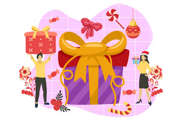 Obraz premium Christmas Decoration Flat Design Illustration