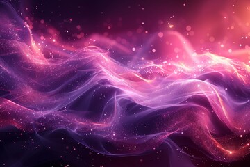 This image features vibrant red and purple abstract waves that invoke a sense of passion and fantasy, enhanced by glittering sparkles