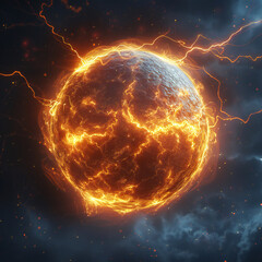Realistic flaming soccer ball on black background