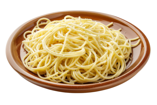 Yellow spaghetti in a plate
isolated on white background