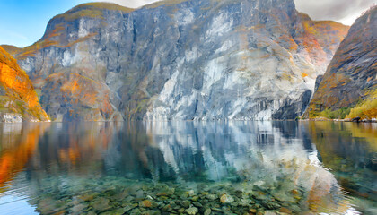 Nordic Fjord Marble Reflections background marble. Generative AI.