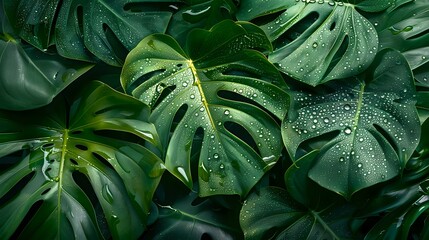 Monstera Leaf Closeup: Green Nature Wallpaper