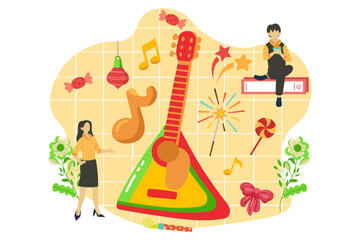 New Year Decoration Flat Design Illustration