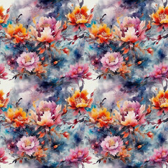 Fototapeta na wymiar watercolor flower seamless pattern, abstract floral background, fashion print, decorative texture