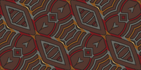 Ethnic Ikat tropical seamless pattern. Motif ethnic handmade beautiful Ikat art.Ikat ethnic tribal, boho colors seamless wallpaper. Abstract traditional