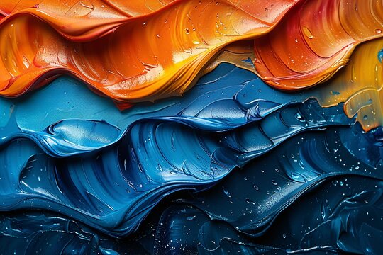 Colorful oil paint strokes as background, close-up macro shot