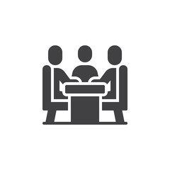 Obraz premium People sitting around a conference table vector icon