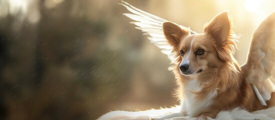 portrait of a dog with wings.  - obrazy, fototapety, plakaty