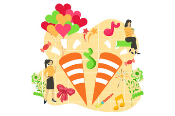 New Year Party Flat Design Illustration