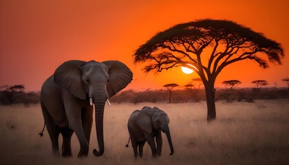 elephants in the savanna