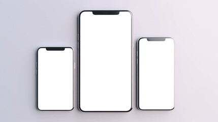 Tablet desktop computer smartphone handphone with transparent screen cutout on bright background, Mockup template for artwork design. 3D rendering
