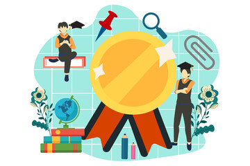 Graduation Party Flat Design Illustration