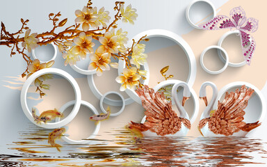 Print  3 D Background Pink And Flower 
Beautyfull Mix 