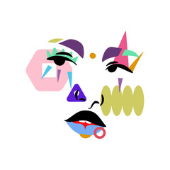 Modern abstract faces. Minimalistic concept. Trendy vector illustration. - 788068653