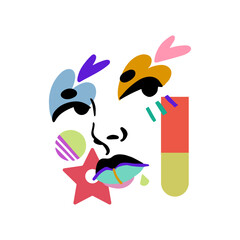 Modern abstract faces. Minimalistic concept. Trendy vector illustration. - 788068661