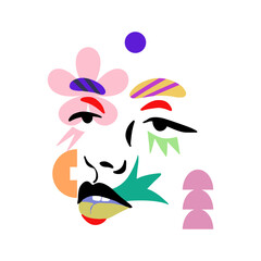 Modern abstract faces. Minimalistic concept. Trendy vector illustration. - 788068694