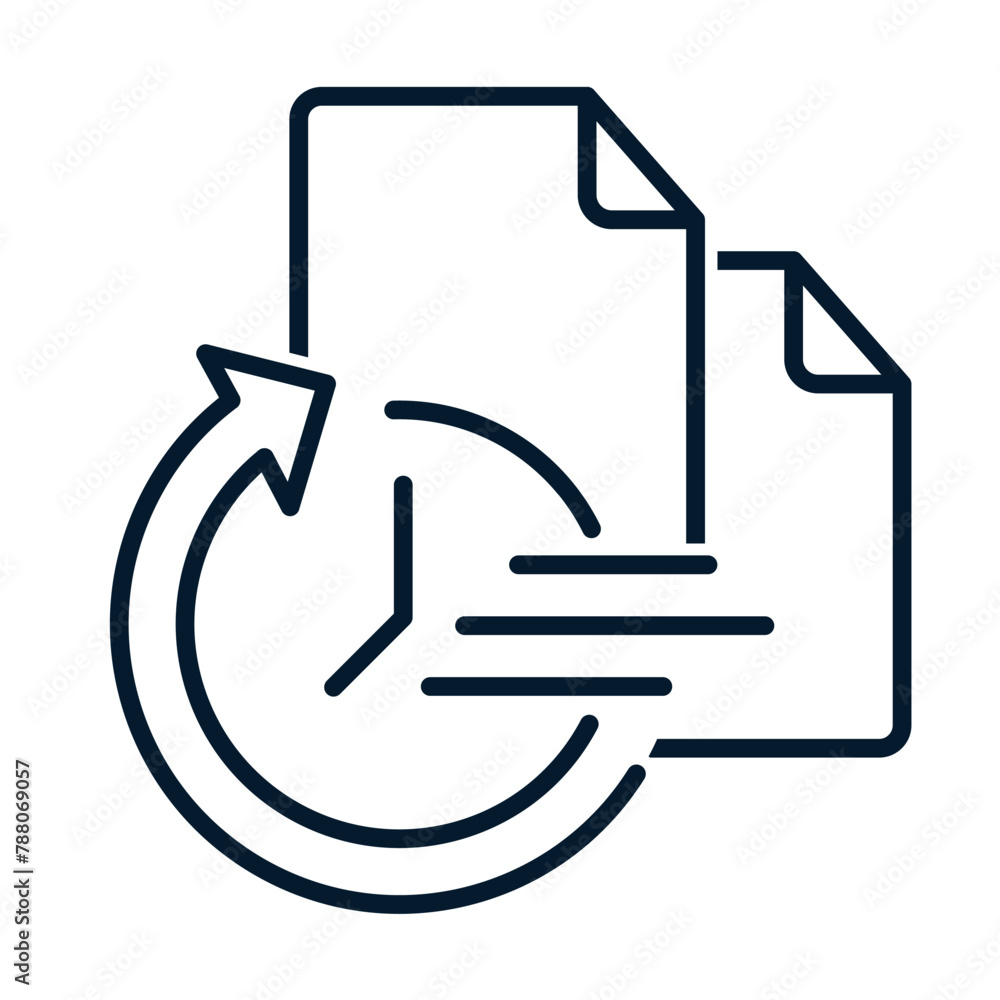 Poster the concept of fast document processing. vector linear icon isolated on white background.
