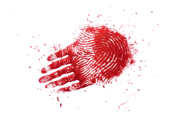 red ink palm print
isolated on white background