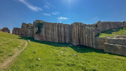 mardin dara ancient city cemetery section ancient settlement and underground cistern and dungeon illuminated