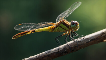 Beautiful dragonfly sitting on a branch