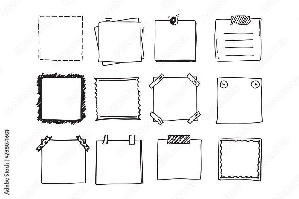 Aufkleber handdrawn set of square scribbles frame. doodle line empty frames