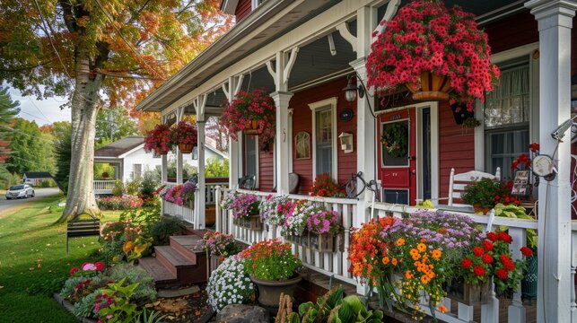 Quaint countryside inn with a front porch