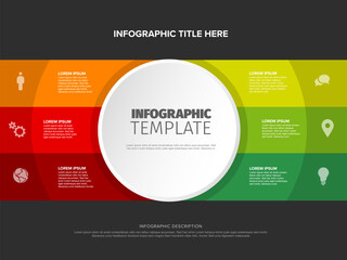 Six items infographic template on dark gray background - 788072407