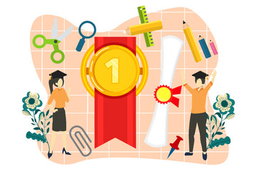 Graduation Party Flat Design Illustration