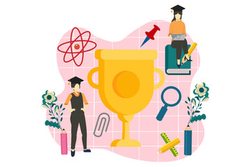Graduation Party Flat Design Illustration