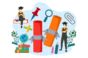 Graduation Party Flat Design Illustration