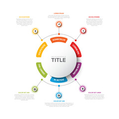 Simple vertical Colorful Circular Infographic Design Template with six elements