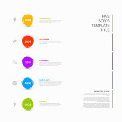 Vertical rainbow timeline infographic template made of color brush spots
