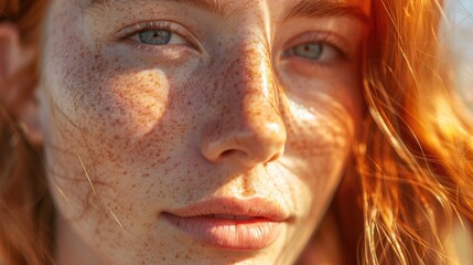 Radiant Freckled Woman with Striking Eyes 