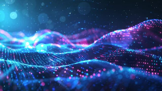 futuristic wave on dark background colored pattern. seamless looping overlay 4k virtual video animation background