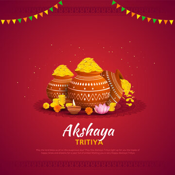 Vector illustration of background for Happy Akshaya Tritiya religious festival of India celebration