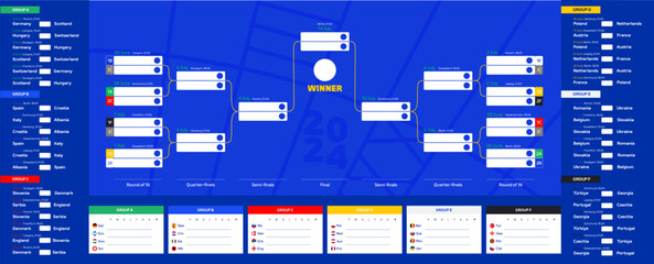 Fototapeta premium Full schedule final stage Football Championship in Europe 2024 year 