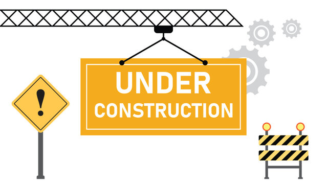 under construction background. website in under construction banner. building process. vector illustration on transparent background.
