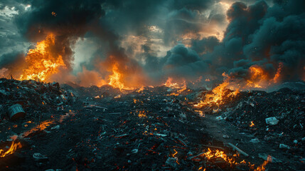 Fototapeta premium Garbage burning in the city.