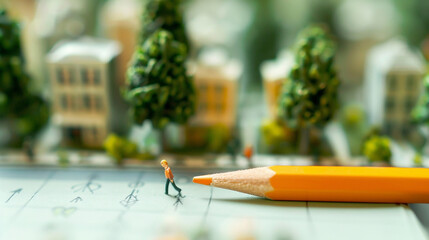 pencil and map