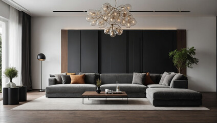Modern Living Room Interior With Sofa Lamp Table
