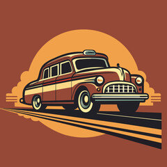 Yellow taxicab car illustration, perfect for transportation-themed designs