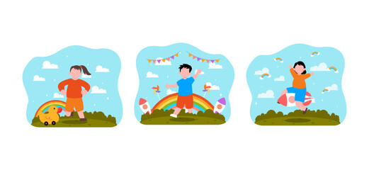 Fototapeta premium Children's Day Flat Bundle Design Illustration