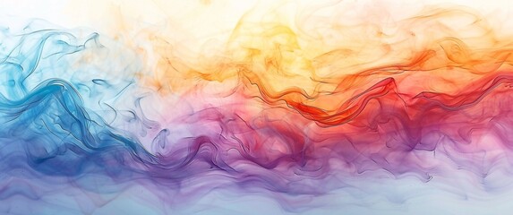 Abstract pastel rainbow watercolor flowing texture pattern on a white background.