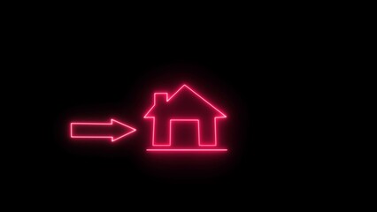Neon location icon and looking place sign icon illustration on black background.