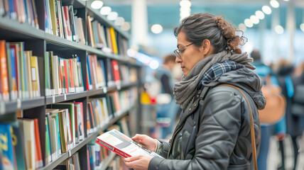 Woman Browsing Books in Bookstore