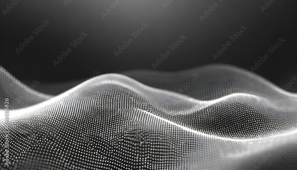 Poster abstract white particle background. flow wave with dot landscape. digital data structure. generative