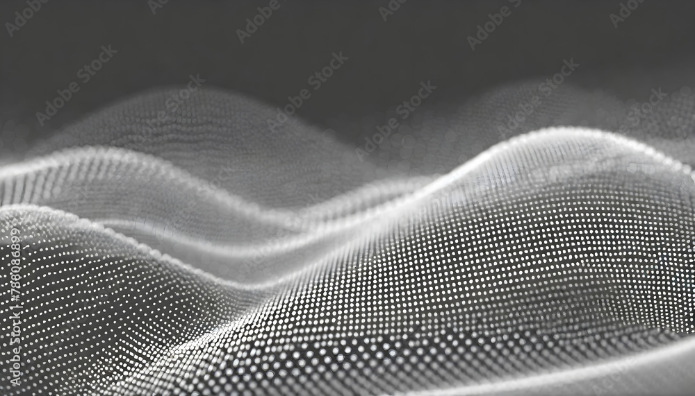Poster abstract white particle background. flow wave with dot landscape. digital data structure. generative