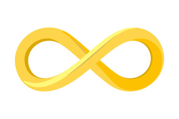 Infinity symbol or eternity loop in 3D gold vector